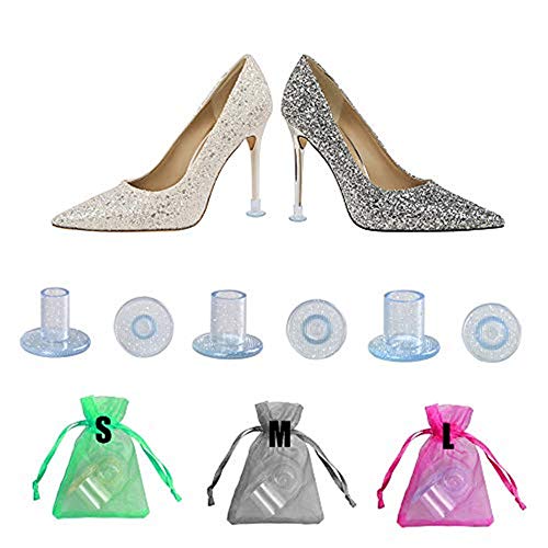 15 pares de protectores de talón transparente para césped, para exteriores, bodas, 3 tamaños, con tacón, para zapatos de tacón alto, color Transparente, talla Talla única