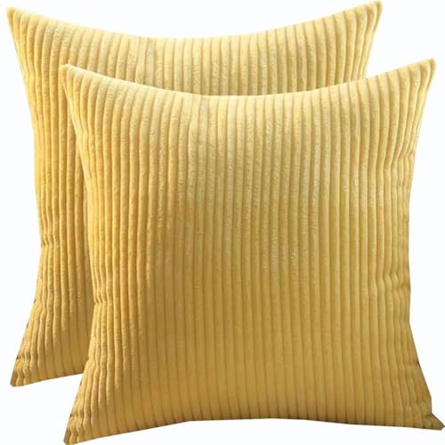 Set Of 2 Super King Size Pillow Cases, Square Extra Large Cushion Covers 80x80 70x70 cm,Soft Pillow Covers With Invisible Zipper Decorative Pillowcases For Sofa Couch(Lemon Yellow,75x75 cm set of 2)
