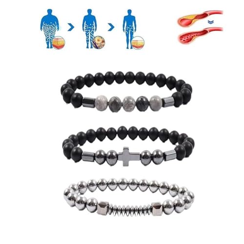 Histone Germanium Lymphatic Detox Bracelet For Women, Natural Stone Beads Layered Lymphatic Drainage Health Energy Healing Bracelets Adjustable Crown Beaded Gift Jewelry (Cross-3Pcs)(Cross-3Pcs)