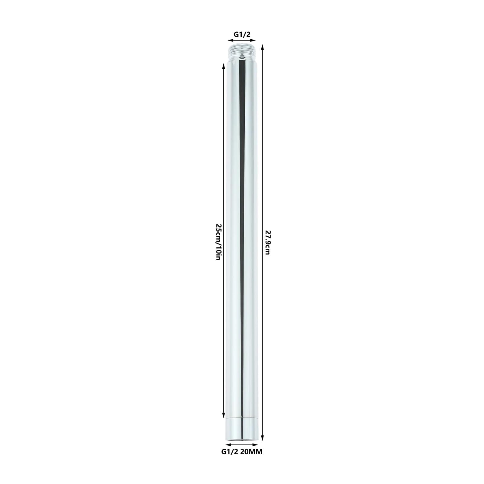 GUYTRM Extensor de brazo de ducha de 10 pulgadas, de acero inoxidable, de 1/2 pulgada, hembra a macho, de alto caudal for baño. lingli