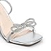 DREAM PAIRS Women's Double Bowknots Heels Open Square Toe Ankle Strap Crystal Rhinestone Dress Sandals for Party Wedding,Size 7.5,Silver-Pu,DWUMHS2530