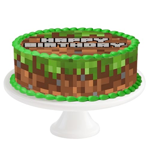Tortenaufleger Pixel Gamer Essbare Kuchendeko Pixel 20cm 4 Stück 24x5CM Tortenband Pixel Gras Gaming Essbar Pixel Motiv Tortendekoration Kuchen Deko Für Geburtstag Junge