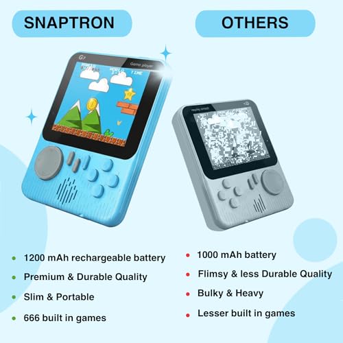Image of SNAPTRON Handheld Gaming Console for Kids & Adults| G7 Retro Game Console| 666-In-1 Built-in Classic Video Games| Portable Gaming Console| Rechargeable Game Console for Boys 7-14 Years| Retro Game Box