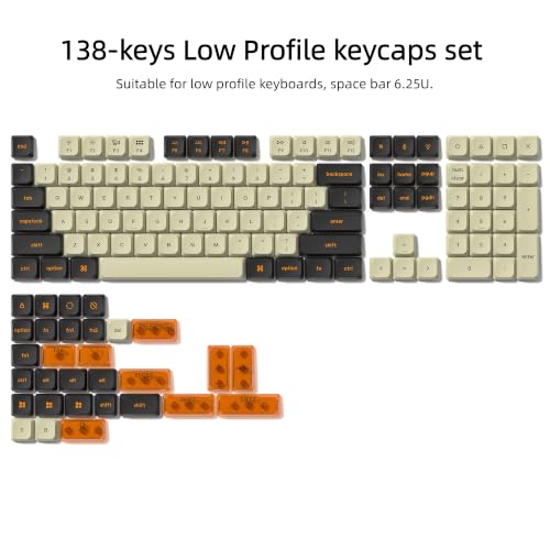 Image of dagaladoo Low Profile keycaps Set,Double Shot PBT Key caps,Beige /Black