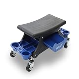 Bituxx Werkstatthocker mit Rollen Rollhocker 69x26x34 cm mit 4X 360° Rädern, 2X Bremse, 180 kg belastbar, Sitzhöhe 34 cm, Werkzeugablage & herausnehmbare Fächer