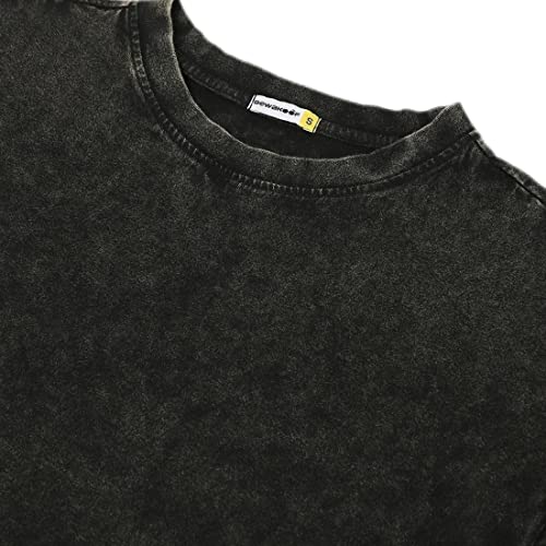 Image of Bewakoof Women's Acid Wash 100% Cotton T-Shirt- Loose Fit, Round Neck, Half Sleeves