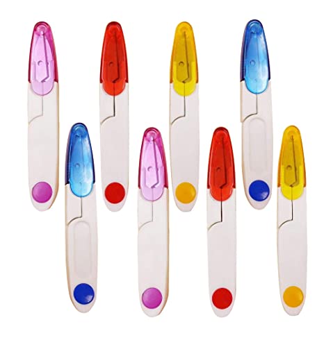 Coupe Fil Couture,8 PCS Cisailles à Coudre pour Couper le Fil avec Couvercle Coupe-fil à Coudre Cisailles à Fil en forme de U en Plastique pour Couture sur...