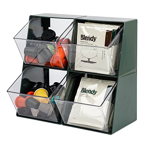 Tahaje Soporte para cápsulas de café, accesorios de barra de café de plástico y organizador para tazas K, bolsas de té, crema, bolsas de azúcar, cápsulas, estación de café transparente para el