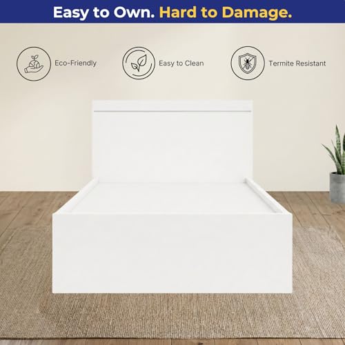 Image of DELITE KOM Single Bed with Storage, Jazz Engineered Wood Bed (77x37 Inches), Frosty White, Installation Included, 1 Year Warranty, Good for Bedroom