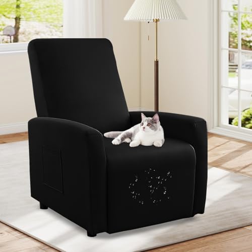 Bocguy Impermeables Fundas para Sillones Relax, Funda para Butaca Reclinable de 1 Plaza, Cubierta Elástica y Ajustable, Protector Impermeable para Sofá Individual (Negro)