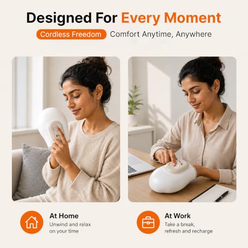 Image of Hand Palm Cordless Massager with Heat and Compression, Wrap-Around Hand for Stress & Pain Relief, Arthritis & Carpal Tunnel Therapy, Finger , Wrist and Knuckle Stretching Massage, 1 Year Warranty (Hand Massager)