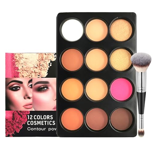 Joyeee Palette per il Trucco Contouring da 12 Colori, Illuminante Fard Correttore Terra Abbronzante con Pennello per il Trucco, Fondotinta a Lunga Tenuta e Coprenza Totale