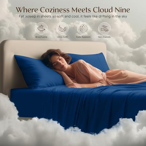 Image of Utopia Bedding Full Size Sheet Set - 4 Piece Bed Sheets, Soft and Breathable Microfiber, Includes 1 Fitted Sheet, 1 Flat Sheet and 2 Pillowcases - Oeko Tex (Dusk Blue)