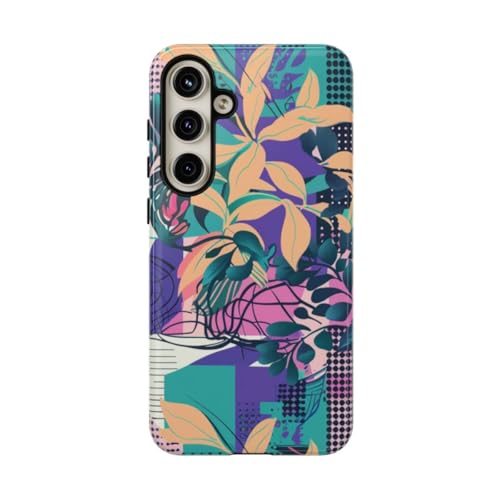 Coque Samsung S24 Plus rigide motif floral coloré brillant violet