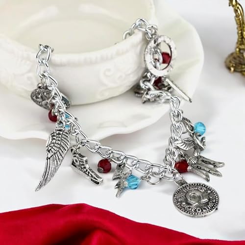 PRINCESS CUTENESS STORE Camp Half Blood Poseidon Olympian Demigod Chunky Charm Silver Tone Bracelet Annabeth Chase3