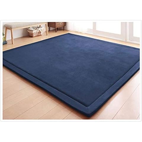 Coral Velvet Area Rugs Play Mat Carpet Crawling Mat for Nursery Baby Toddler Children Kids Room, Yoga Mat Exercise Pads(Navy Blue,200 x 200cm) Cover