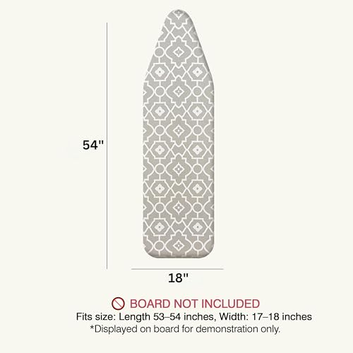 Image of Ironing Board Cover and Pad 18 inchx54 inch Extra Thick Natural Cotton Scorch & Stain Resistant Iron Board Cover Extra large Iron Board Cover with Fasteners Heavy Duty Heatproof Elastic Edge Geometric