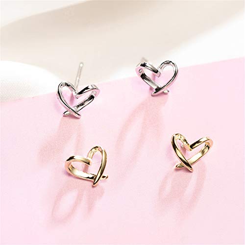 Minimalist Gold-Tone Heart Sterling Silver Earrings for Women Girls Charm Hollow Love Hearted Stud Tiny Small Cartilage Tragus Post Pin Hypoallergenic Pierced Ear Christmas Birthday Jewelry4