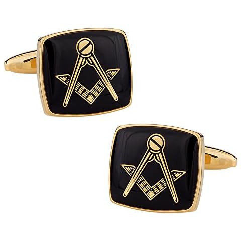Black Masonic Compass Gold-Tone Cufflinks Cover