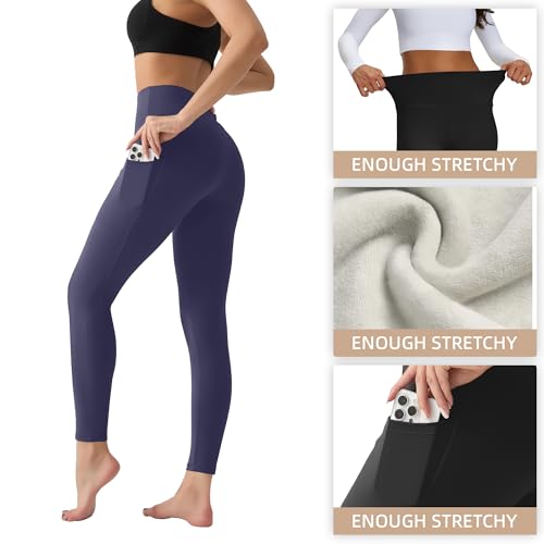 Fleece Lined Leggings for Women with Pockets Windproof Thermal Winter Yoga Pants Buttery Soft High Waisted Gym Hiking3