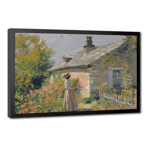 Peinture à l'huile jardin de campagne : le cadeau déco de ferme idéal en lot de 2 toiles