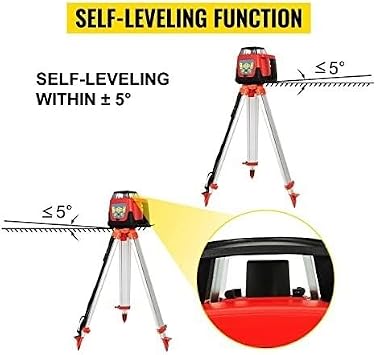 360° Self-Leveling Rotary Laser Level Kit, 500m Range Waterproof High-Precision Construction Laser with Receiver & Remote Control for Outdoor Leveling, Grading, and Alignment