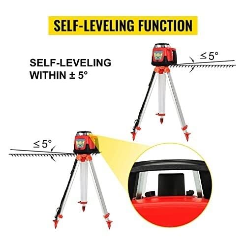 Zestaw Obrotowego Lasera Poziomującego Samopoziomującego 360°, Zasięg 500m Wodoodporny Precyzyjny Laser Budowlany, Odbiornik Pilot do Poziomowania Zewnętrznego Wyrównania