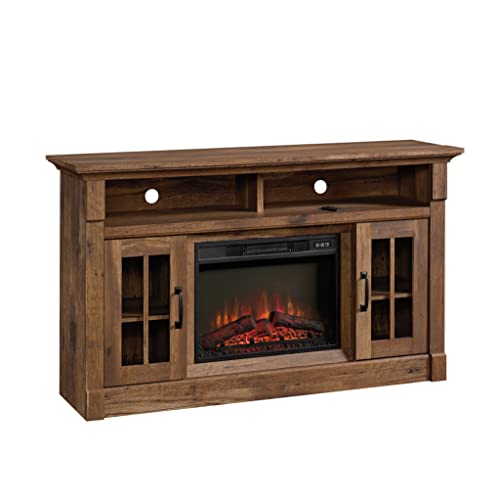 Sauder Miscellaneous Fireplace Credenza, L: 60.0" X W: 16.73" X H: 35.04", Vintage Oak Finish #TOP11