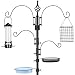 Sorbus Bird Feeding Bath Station, Metal Deck Pole for Bird Feeders, Great for Attracting Birds Outdoors, Backyard, Garden