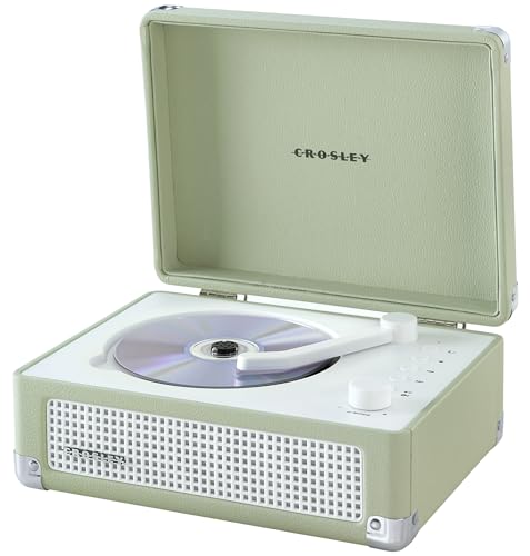 Image of Crosley CR3505A-MT Cruiser Retro Portable CD Player with Stereo Bluetooth Speakers and FM Radio, Mint