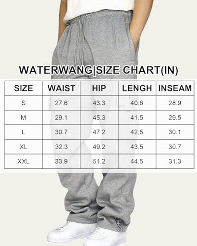 A Waterwang Men'S Cargo Sweatpants Casual Fleece Joggers Loose Fit Open Bottom Athletic Pants For Men With Pockets Light Gray Xl thumb #6