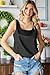 BLENCOT Women Satin Tank Top Casual Camisole Summer Blazers Shirt Basic Work Fashion Dressy Square Neck Sleeveless Blouses Black Medium