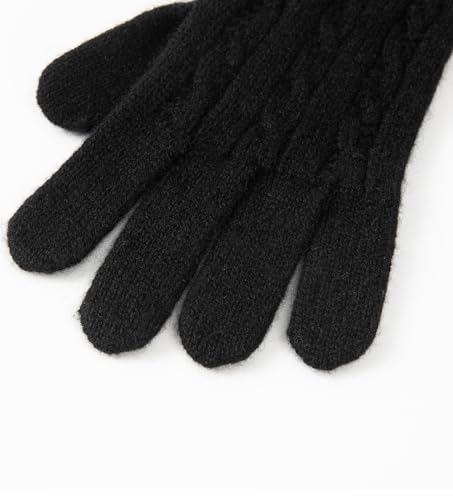 Villand Women's 3 Piece 100% Pure Cashmere Scarf Hat & Gloves Set, Cable Knitted Winter Set with Gift Box4