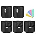 iPower 5-Pack 3-Gallon Grow Bags Fabric Pots Non-Woven Plant Container with Handles Self-Adhesion Sides for Easy Transplanting Tomato, Vegetable, Flower, 3 Gallon, in Nursery Garden