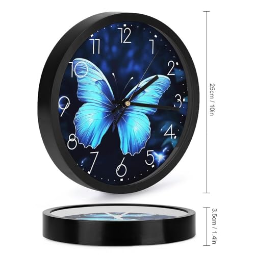 Horloge murale à quartz décorative ronde au design bleu épuré