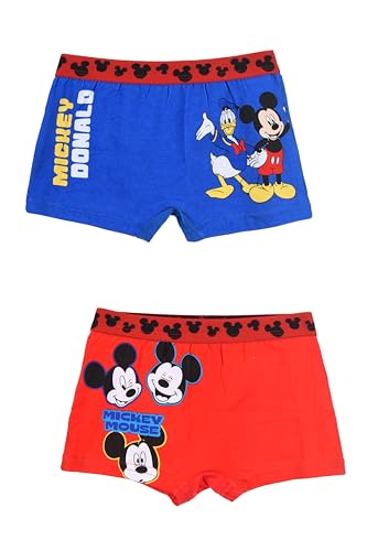 Disney Mickey Mouse Lot de 2 boxeurs, coton, Mickey Mouse et Donald Duck, multicolore, 5-6 ans