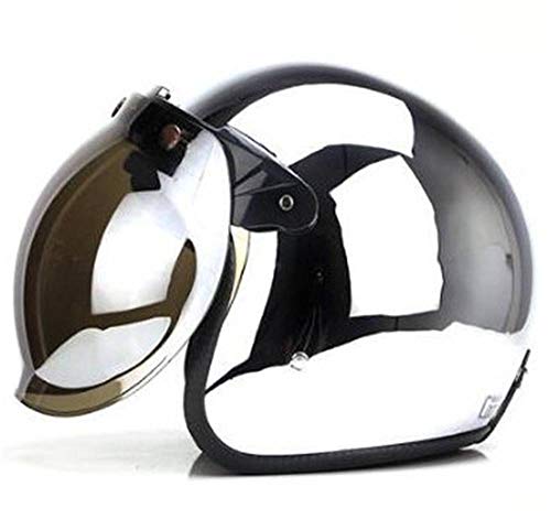 DLPAC Casques Jet pour Moto Scooter Miroir Argent Chrome Cover