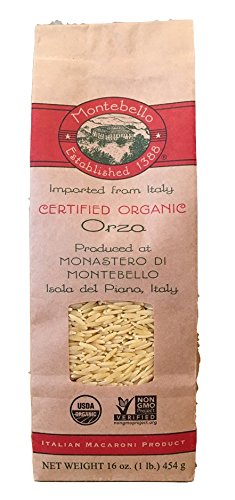 Montebello Orzo Pasta, Kosher, USDA Certified Organic, Non-GMO, 16 Ounce (Pack of 12)