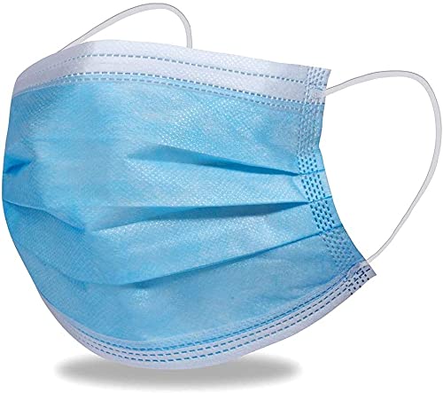 CareDone Disposable Face Masks 3Ply Safety Face Masks- 100PCS - 3 Layers Blue Protective Face Mask For Daily Use, Breathable Facemasks, Anti-Dust Disposable Mask with Earloop for Personal Care for Unisex
