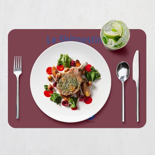 Sets de table en liège rouge grand format napperons souples pour repas - 7