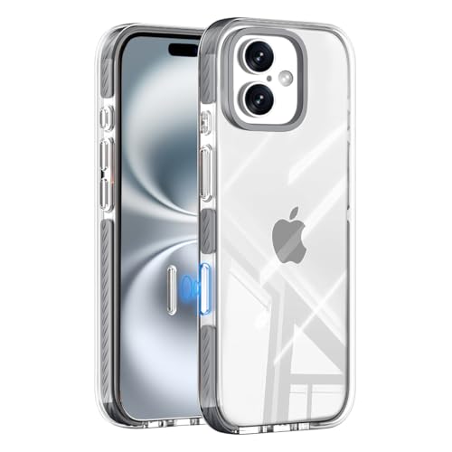 Velanera iPhone 16 �p �P�[�X �N���A �w�ʓ��� ���΂݂ɂ��� �ω��� �����h�~ �ϏՌ� U�^�o���p�[���� �J�����R���g���[�� �J���������Y�ی� �X�N���[���ی� PC+TPU ���킢�� �X�}�z�P�[�X�i�O���[�j
