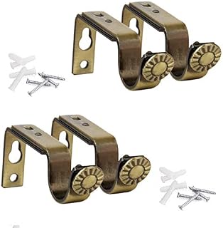 Yakamoz Set of 4 Adjustable Metal Bronze Curtain Pole Rod Support Bracket for 3/4 or 5/8 inch Rod