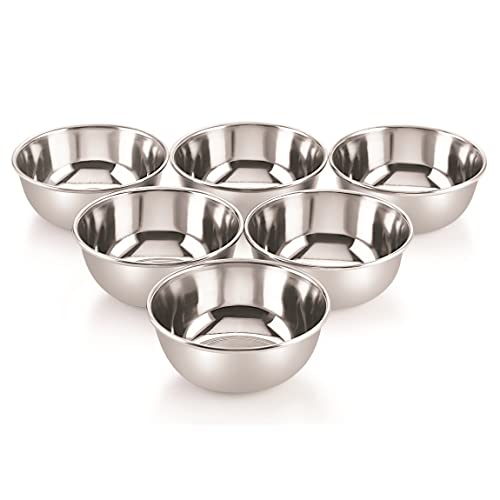 Image of neelam Stainless Steel 4.5, 24 Gauge Prem 100 ml Vati, Set of 12, Dinner Bowl Katori Serving Vati,Durable Quality, Elegant, Perfect for Serving Snacks, Desserts, and Condiments, Silver