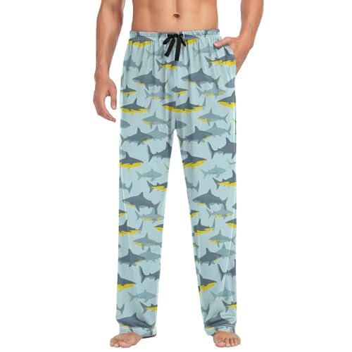 Shark Men’s Pajama Bottoms Straight Leg Lounge Pants with Soft Touch Fabric