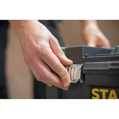 STANLEY Essential Rollende Werkstatt (3-in-1 stapelbare Boxen, leerer Werkzeugkasten, belastbar bis zu 20kg, mit Metallverschlüsse, Organizer für Kleinteile im Deckel) STST1-80151