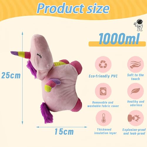 Wärmflasche für Tiere, 1 l, PVC, Wärmflasche mit Bezug aus weichem Plüsch, Wärmflasche für Kinder und Erwachsene, für Hand, Rücken, Handwärmer, Komfort (G)