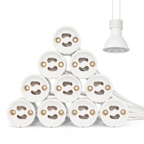Casquillo GU10 Portalámparas, Bases para Lámparas, Zócalo de Cerámica, Apto Para GU10 LED o Bombilla Halógena, Contiene 50 unidades
