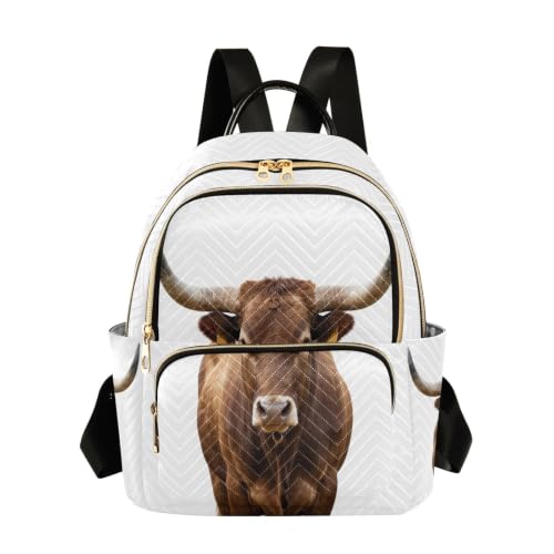 Sac à dos multi-poches au motif de vache blanche et marron
