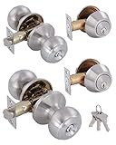 GITRANG (2 Pack All Keyed Identical Deadbolt Door knob Single Cylinder Deadbolt Lock Combo Set, Clas