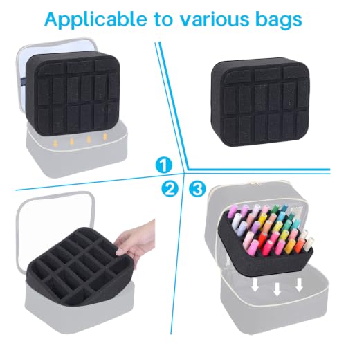 Image of Nail Polish Organizer Holder Foam Pad DIY with 15 Slots(12 Vertically and 3 Horizontally) for Storage Makeup /Nail Polish /Essential Oil Tray for Drawers Black